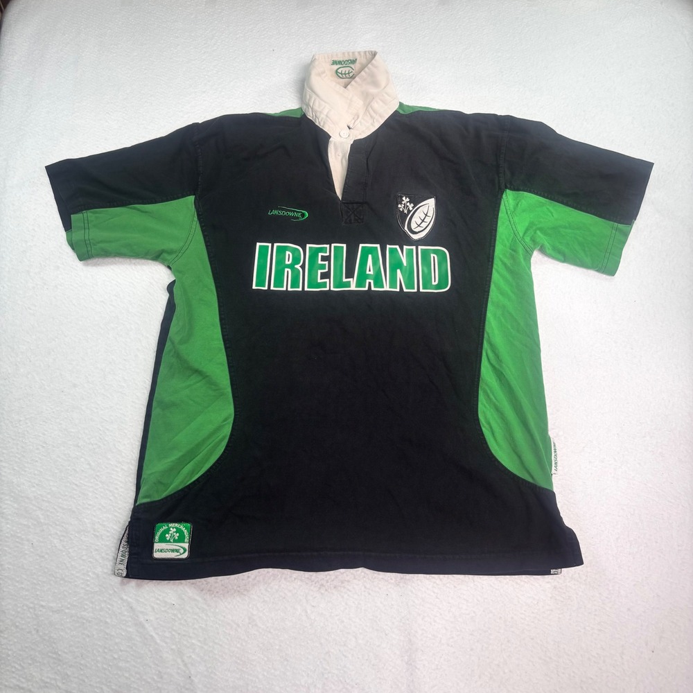 Ireland Rugby Jersey Lansdowne Collection Green Black Rugby Shirt Size L